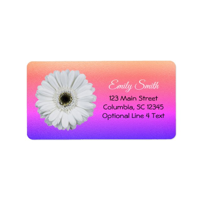 Gerbera Daisy on Ombre Rainbow Glitter | Bookplate (Front)