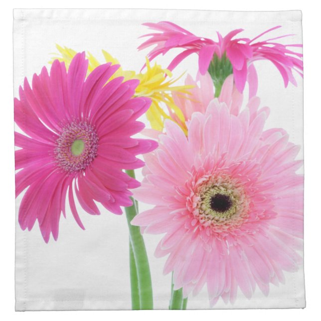 Gerbera Daisy Piink Flowers Cloth Napkin (Front)