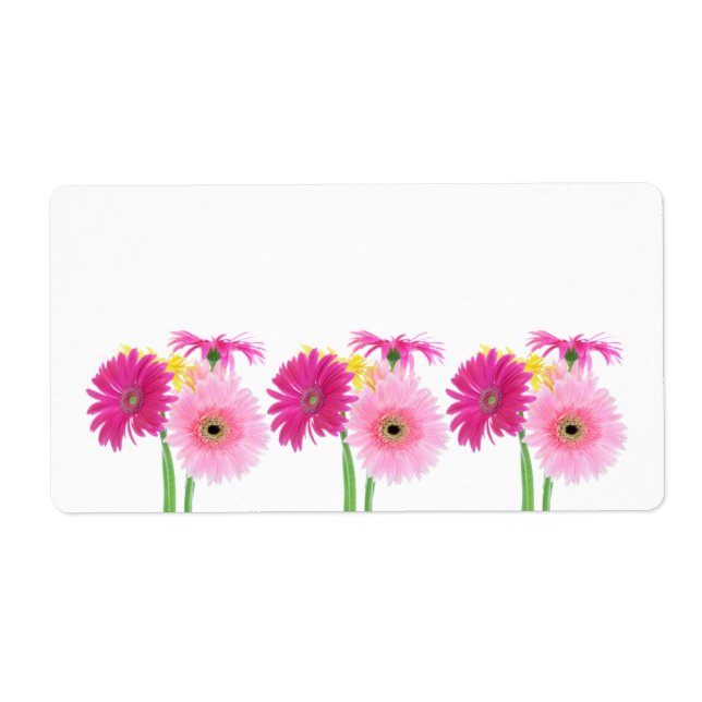 Gerbera Daisy Piink Flowers Label (Front)