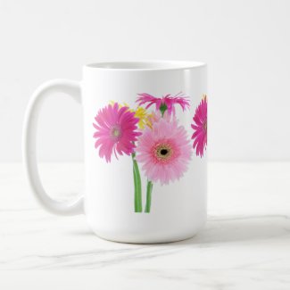 Personalized Coffee Mugs With Pink Daisies