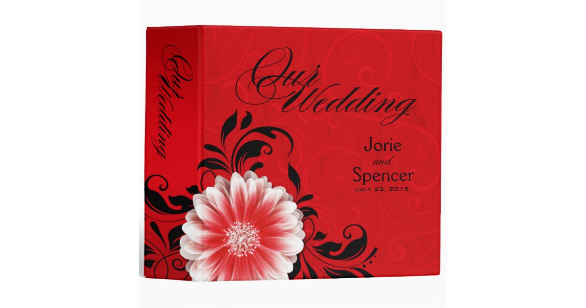 Red & White Roses Wedding Photo Album Binder