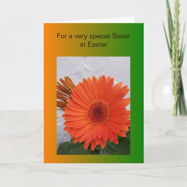 Gerbera Daisy Sister Easter Holiday Card (Front)