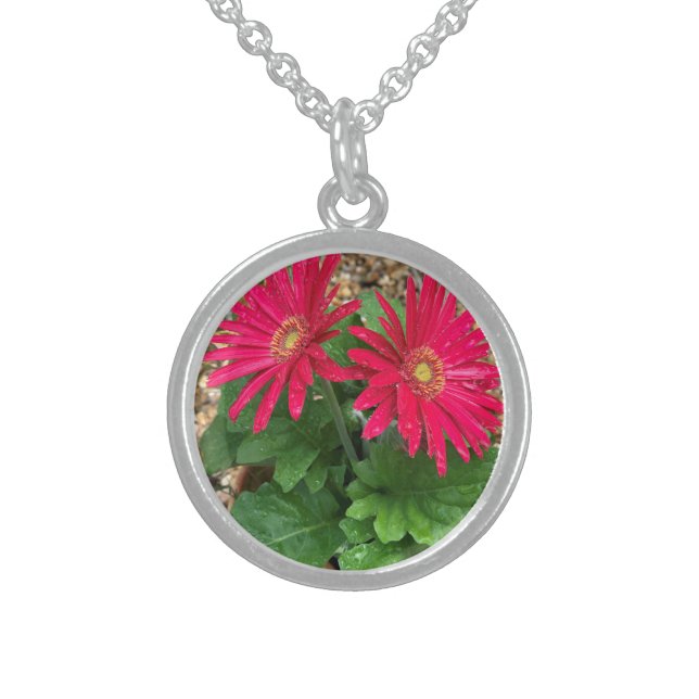 Gerbera Daisy Sterling Silver Necklace (Front)