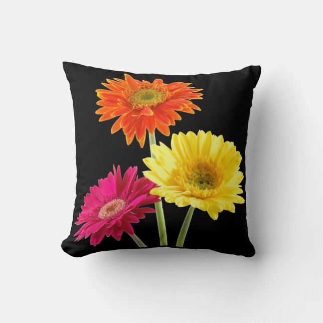 Gerbera Daisy Throw Pillow (Front)