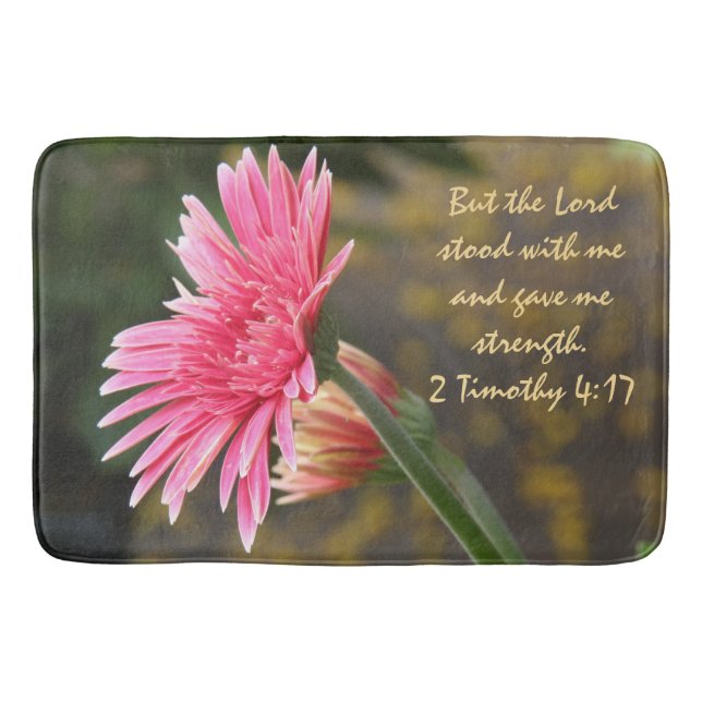 Gerbera Daisy w/ Bible Verse Bath Mat (Front)