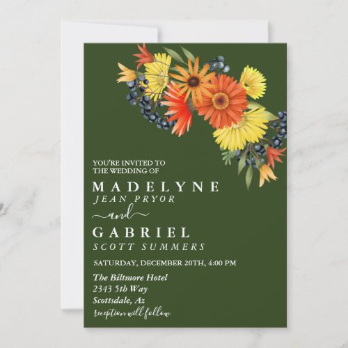 Gerbera Daisy Wedding Bouquet Floral Invitation