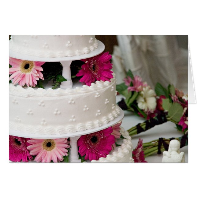 Gerbera Daisy Wedding Cake Cards (Front Horizontal)
