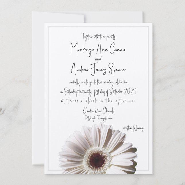 Gerbera Daisy Wedding Invitation (Front)