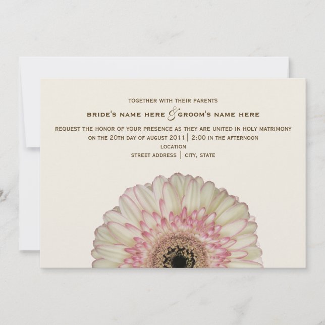 Gerbera Daisy Wedding Invitation (Front)