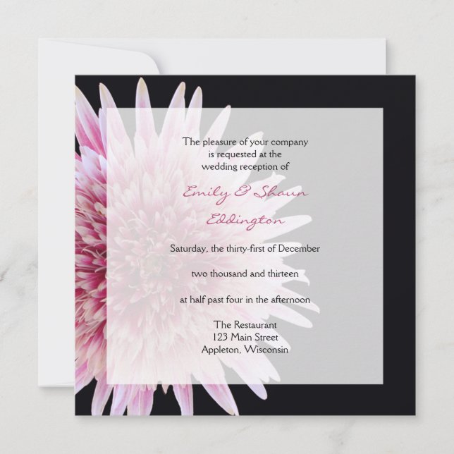 Gerbera Daisy Wedding Reception Only Invitation (Front)