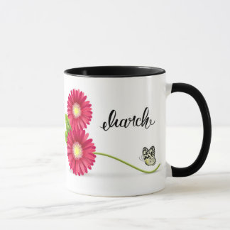 Gerbera Flowers and Butterfly Mug