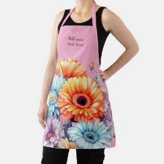 Gerbera flowers custom text pink apron