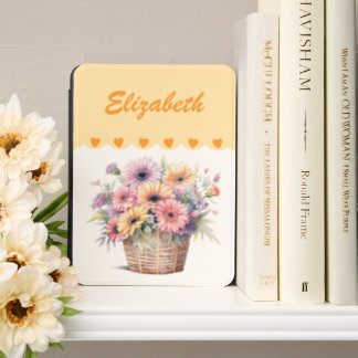 Gerbera flowers love hearts and name orange white kindle cover