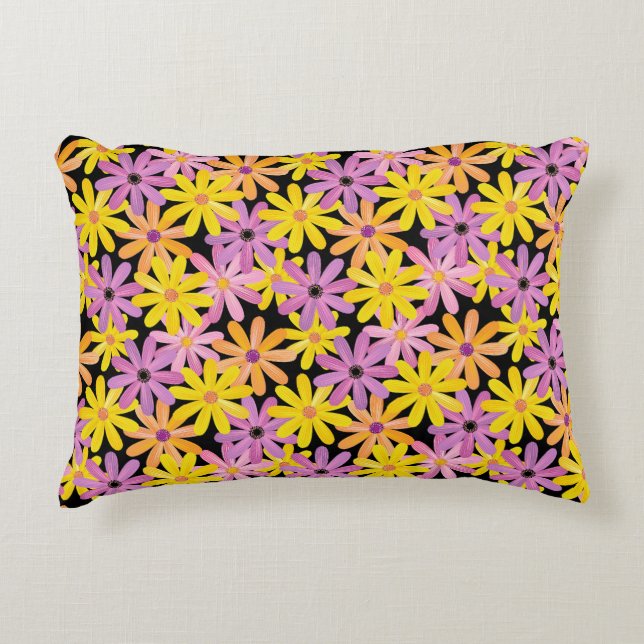 Gerbera flowers pattern, background accent pillow (Front)