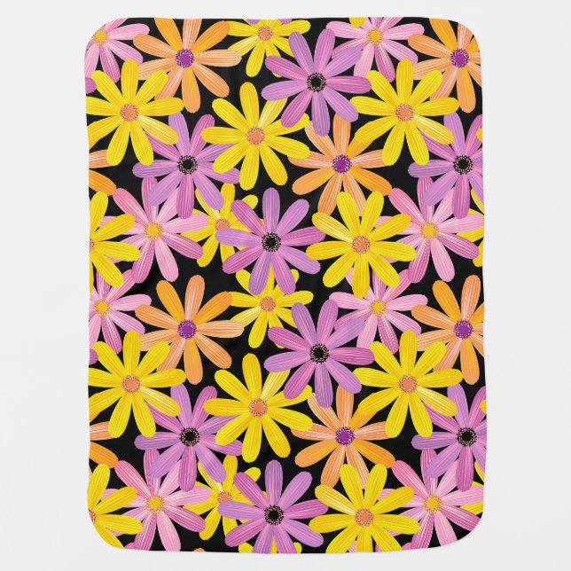 Gerbera flowers pattern, background baby blanket (Front)