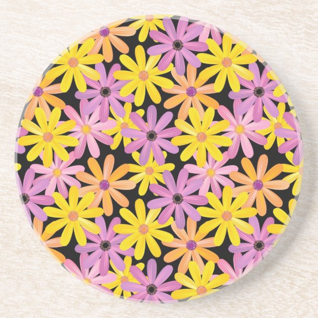 Gerbera flowers pattern, background coaster (Front)
