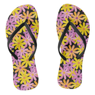 Gerbera flowers pattern, background flip flops
