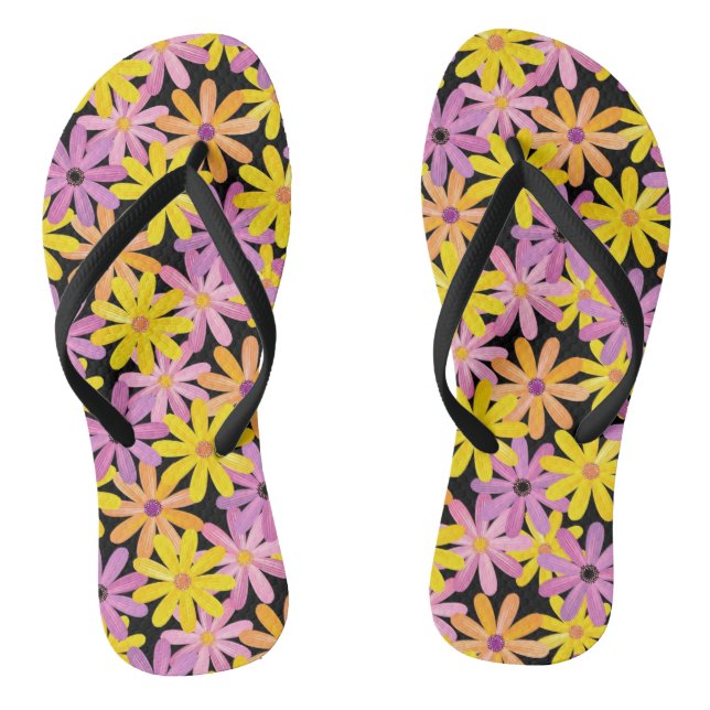 Gerbera flowers pattern, background flip flops (Footbed)