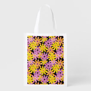 Gerbera flowers pattern, background grocery bag
