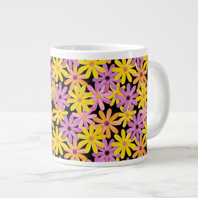 Gerbera flowers pattern, background large coffee mug (Front Right)