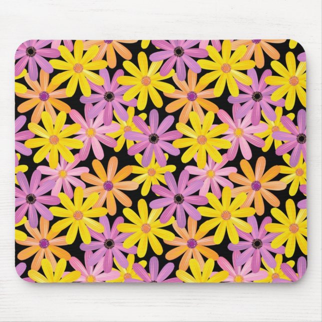 Gerbera flowers pattern, background mouse pad (Front)