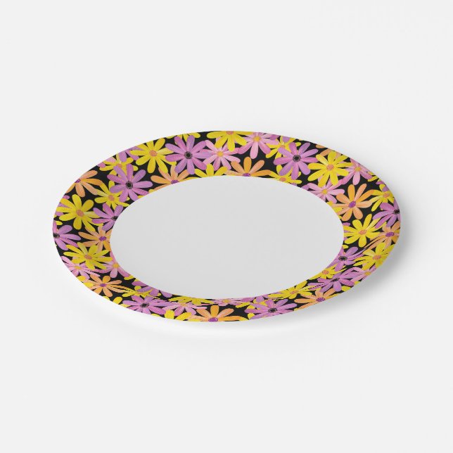 Gerbera flowers pattern, background paper plates (Angled)