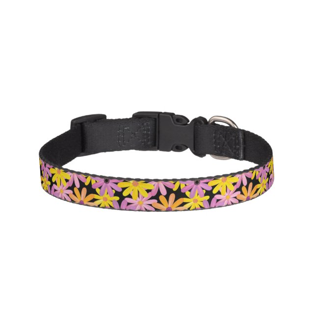 Gerbera flowers pattern, background pet collar (Front)