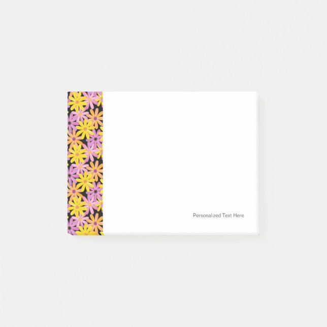 Gerbera flowers pattern, background post-it notes (Front)