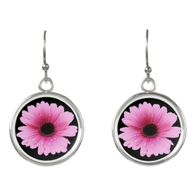 Gerbera Pink - Daisy Earrings (Front)