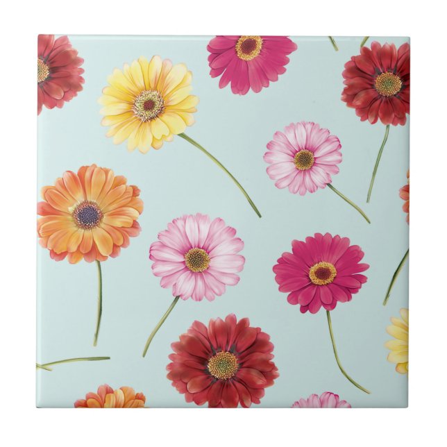 Gerbera,pink,red,orange,yellow  ceramic tile (Front)