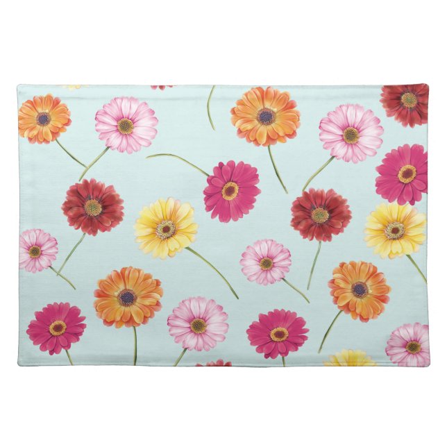 Gerbera,pink,red,orange,yellow  cloth placemat (Front)