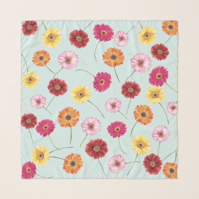 Gerbera,pink,red,orange,yellow  scarf (Front)