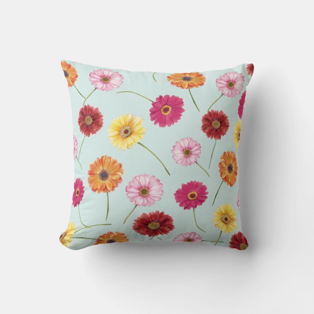 Gerbera,pink,red,orange,yellow  throw pillow (Front)