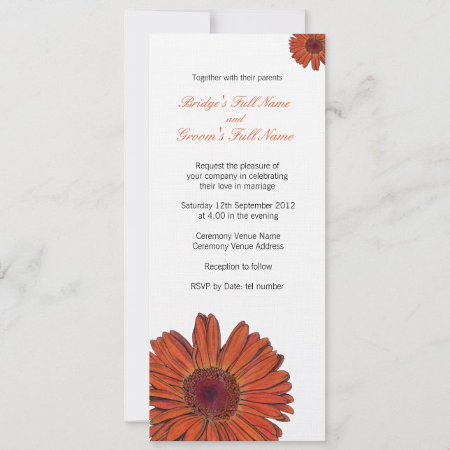 Gerbera Wedding Invitation (Front)