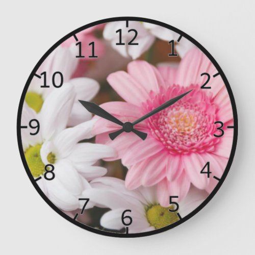 Gerberas And Chrysanthemums Large Clock