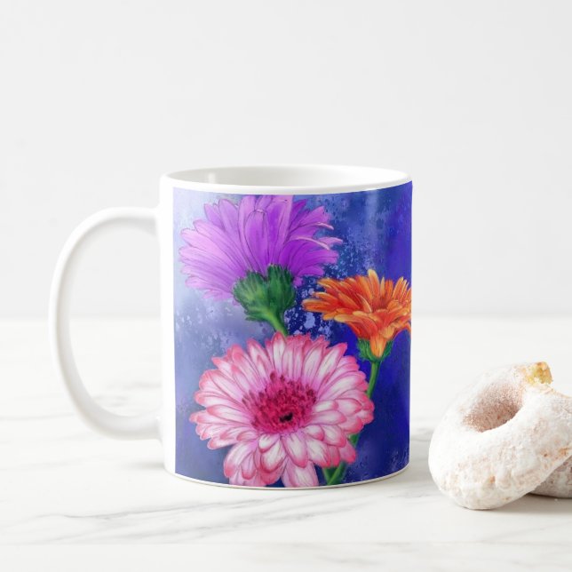 Gerberas Mug Beautiful Flowers (With Donut)
