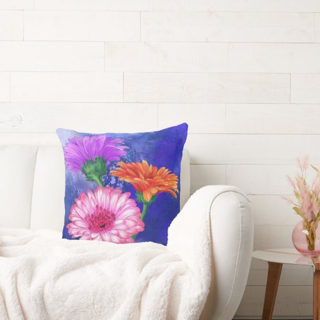 Gerberas Throw Pillow Beautiful Flowers (Couch)