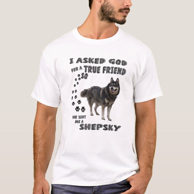 Gerberian Shepsky Quote Mom Dad Art, Cute German H T-Shirt (Front)