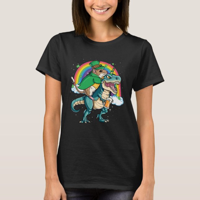 Gerbil Beer Dino Rex Horn Rainbow T-Shirt (Front)