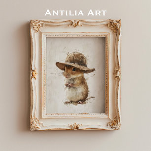 Gerbil Portrait Painting Mouse Art Hamster Rodent Poster