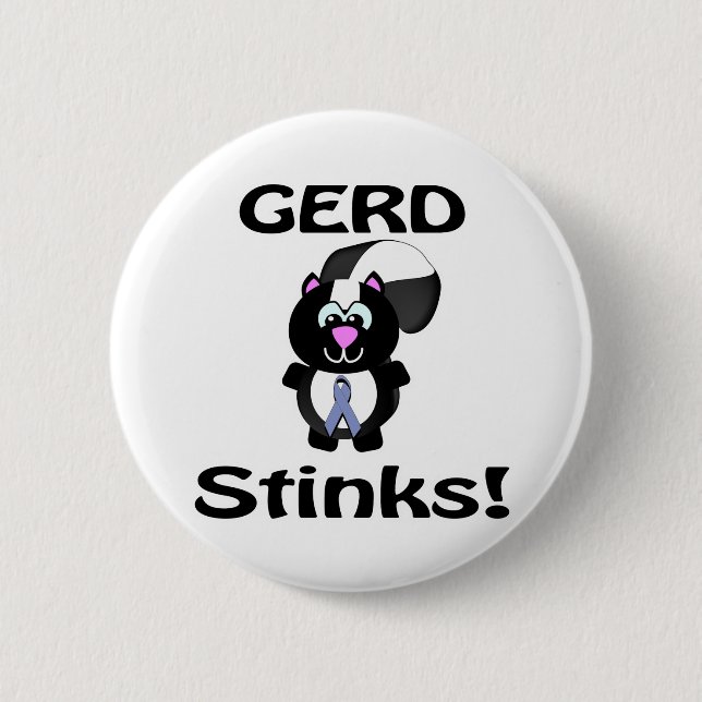 GERD Stinks Skunk Awareness Design Button (Front)