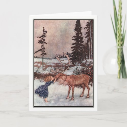 Gerda and the Reindeer by Edmund Dulac Holiday Card