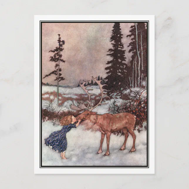 Gerda and the Reindeer by Edmund Dulac Postcard Zazzle