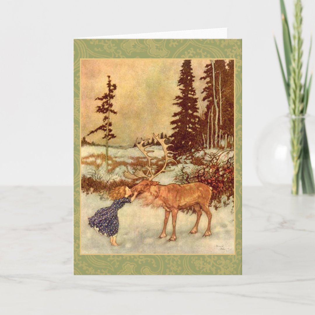 Gerda and the Reindeer Card Zazzle