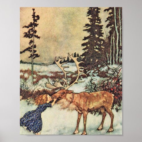 Gerda And The Reindeer _ Edmund Dulac Poster