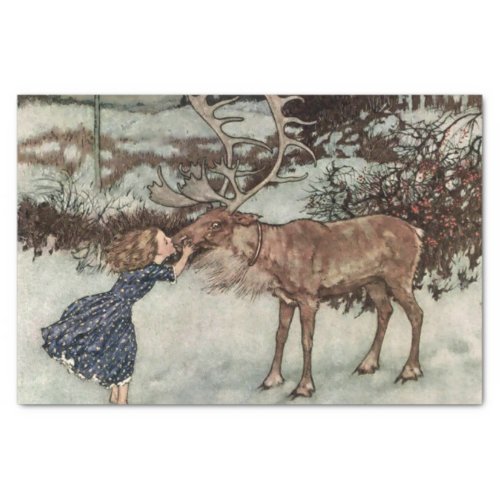 Gerda Kisses The Reindeer by Edmund Dulac Tissue Paper