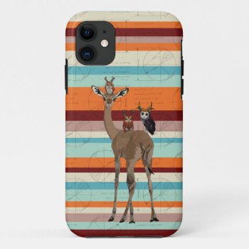 Gerenuk & Floral Antler Owls Iphone 11 Case by Greyszoo at Zazzle