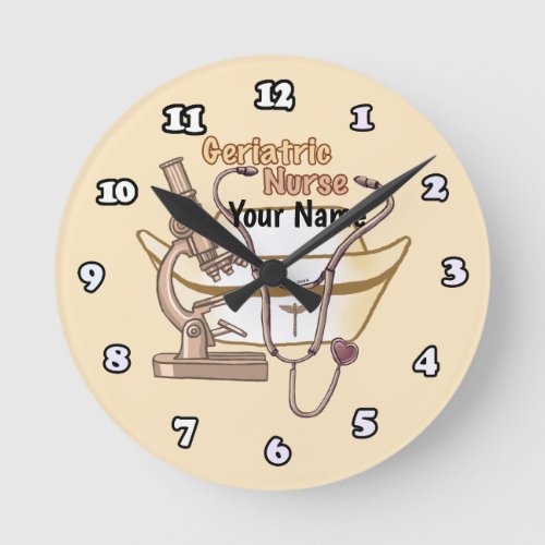 Geriatric Nurse Collage custom name  tote bag Round Clock