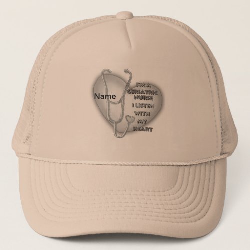 Geriatric Nurse Gray Heart custom name hat