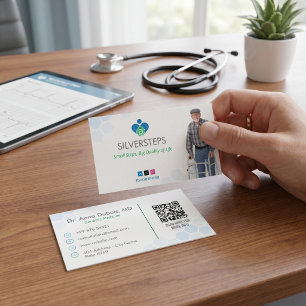 Geriatric Recovery White Blue Business Card
